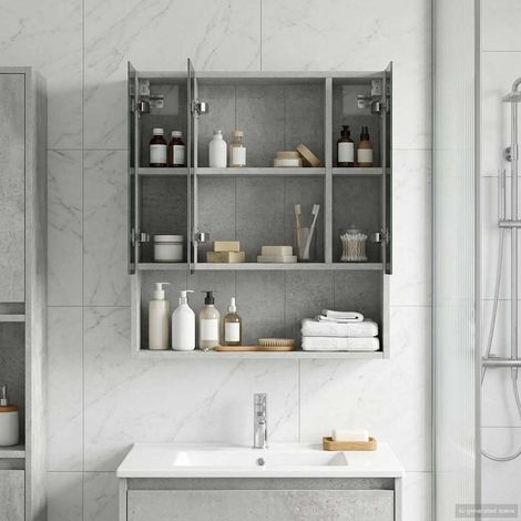 vidaXL  Bathroom Mirror Cabinet  Concrete Grey 60 x 14.5 x 70 cm