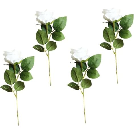 4pièces Fleur Artificielle Rose Ornement Décoratif pour Intérieur Accessoire Photo Romantique (1/5)