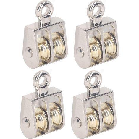 Ensemble de 4 poulies doubles en alliage de zinc, rouleaux de levage de grue avec capacité de charge de 100 kg/220 lb, composants mécaniques (1/3)