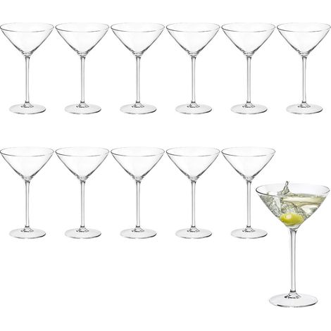 12 Coppe Martini riutilzzabile con capacità da 300 cc in plastica trasparente per cocktail e bevande (1/4)