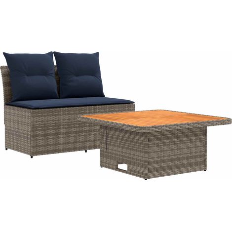 2 Pieza Sofá central de jardín con mesa elevable vidaXL