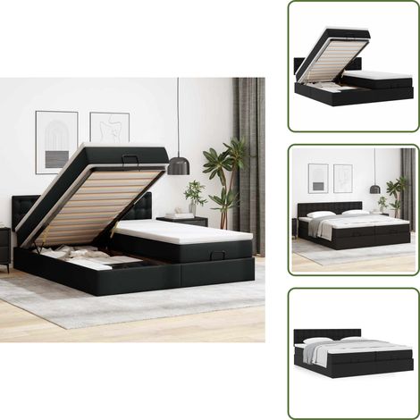 Cadre de lit ottoman avec matelas noir 200x200 cm similicuir - Cadre De Lit Ottoman - Cadres De Lit Ottoman - Cadre De Lit - Cadre De Lit Avec Rangement (1/5)