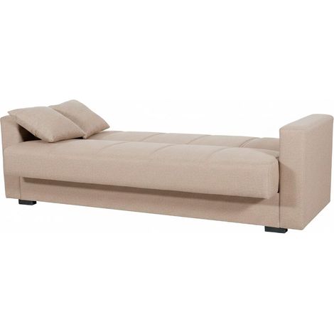 Arreditaly Divano Letto 3 Posti Con Contenitore Moderno Salvaspazio Con Meccanismo Click-Clack E Imbottitura A Molle Design Moderno Ideale Per Soggiorno Salotto Ufficio - Misura: 3.0 - Colore: Beige (1/5)