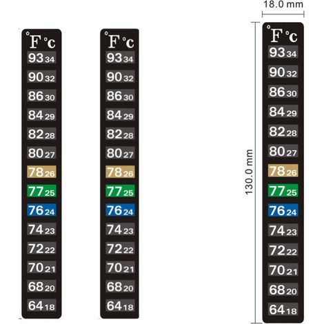 Thermomètre pour aquarium LCD, patch thermométrique à changement de couleur pour aquarium à tortues, mesure de la température de l'eau (18-34°C) (1/2)