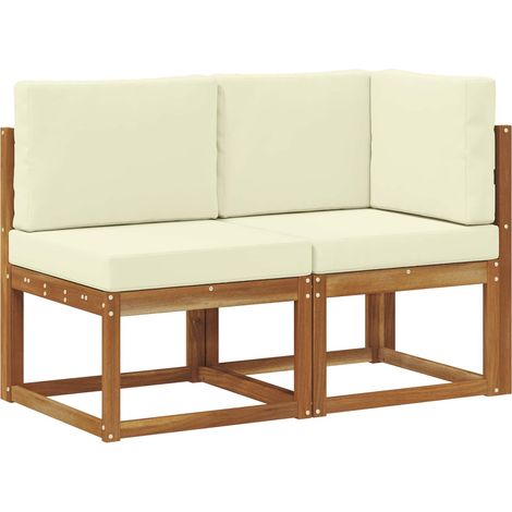 Outdoor Middle and Corner Sofa 2 Piece Natural and Cream vidaXL