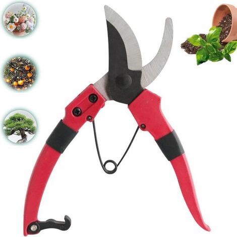 Garden Secateurs - 19cm - Stainless Steel - Red - Sharp Blades