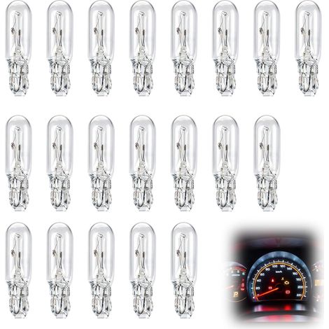 20 bombillas incandescentes LED T5 para salpicadero de coche, 12 V, 1,2 W, luz interior blanca, luz nocturna, indicador de coche, luz de cúpula, material de vidrio de cuarzo para auto, motocicleta, ca (1/5)