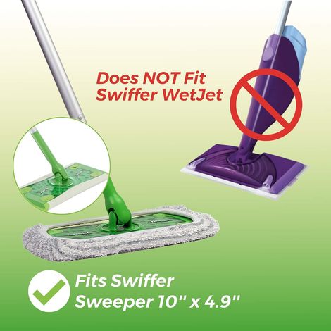 Convient aux paquets de 4 lingettes de balai réutilisables, compatible avec le balai Swiffer Sweeper, housse de balai en microfibre robuste pour le nettoyage de multiples surfaces, humides et sèches. (1/4)