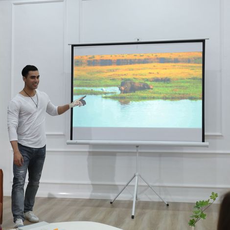 Écran de projection au format 4:3, écran de cinéma, surface de présentation pour la maison ou le bureau, blanc (1/5)
