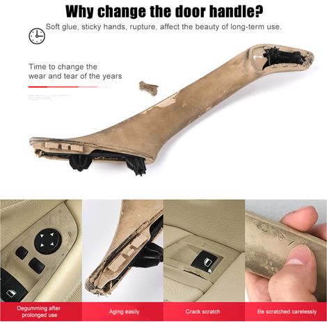 Poignée intérieure de porte, garniture de tirette, panneau de porte intérieur gauche/droite, remplacement pour BMW Série 3 E90 E91 316 318 320 325 328 330 335 (1/5)