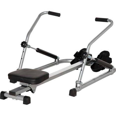 Rameur hydraulique pliable 3 niveaux de résistance moniteur numérique pédale antidérapante fitness maison acier 129x70x70 cm noir argent