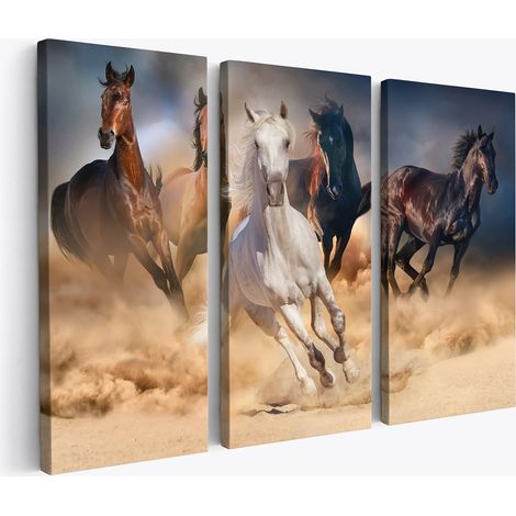 Tableau triptyque sur toile - Chevaux (1/2)