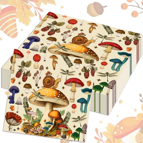 decorations de fete serviettes foret et serviettes champignon (1/5)