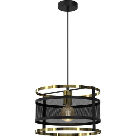 Suspension déco métal noire/or Rim E27 Ø30 Luminex