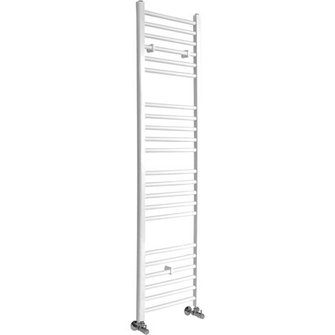 Milano Ive White Straight Bar Heated Towel Rail Radiator - 1600mm x 400mm (1/4)