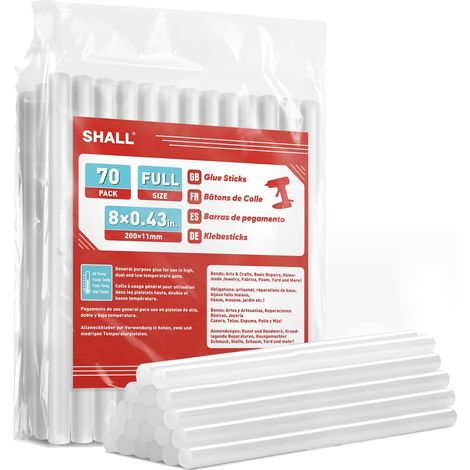 Bâtons de colle chaude pleine taille,11mm x 200 mm, Paquet de 70 bâtons de pistolet à colle chaude transparents pour la décoration de festival de réparation bricolage (1/5)