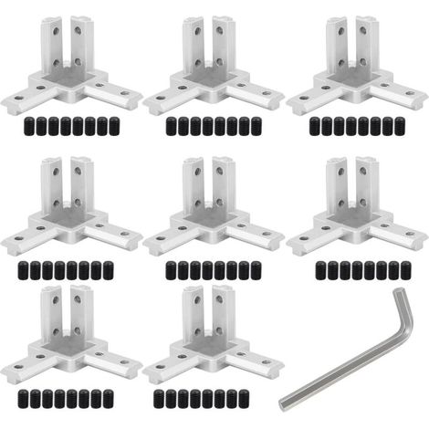 3 Way Angle Connectors 3030 8PCS Aluminum Profile Connector with Screw for 8mm Aluminum Extrusion Profile Series (3030 8PCS) (1/5)