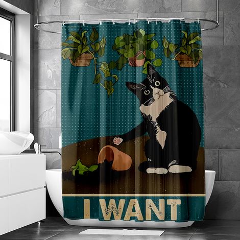 Rideau de douche motif animaux aquarelle rétro, rideau salle de bain imperméable, 90x180 cm (1/5)