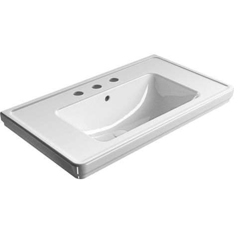 Lavabo en céramique CLASSIC 90x50cm, 3 trous de robinetterie, blanc ExtraGlaze (1/5)