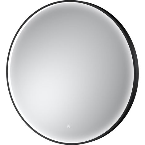 Hudson Reed Mensa Black Inset Framed LED Touch Sensor Bathroom Mirror 800mm H x 800mm W (1/2)