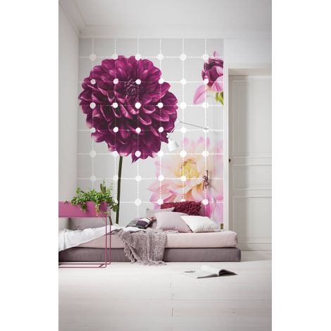 papier peint panoramique fleurs et points rose - Sanders & Sanders (1/4)