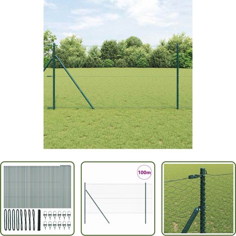 Poteaux de clôture -  Poteau de clôture. Vert 100 x 1,4 m (treillis 36 mm) (1/5)