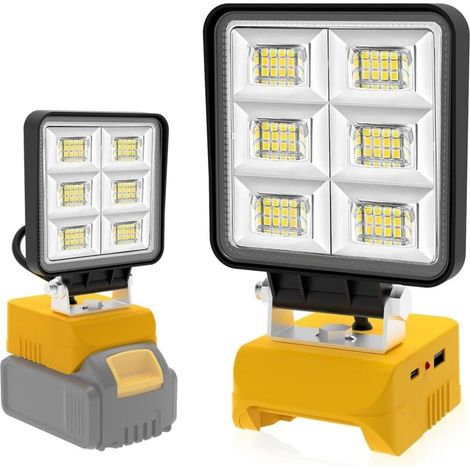 Lampe de travail LED rechargeable 48W, lampe de travail portable 5200LM, adaptée aux ateliers, au camping, à la réparation automobile et aux chantiers de construction (piles non incluses). (1/4)
