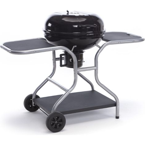 Barbecue a carbonella 126x62x90 cm nero  in acciaio con ruote - Porcia