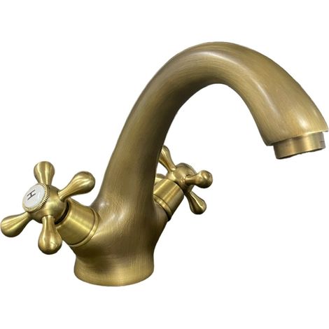 Bagnoclic – Mélangeur de lavabo en vieux laiton bronze – Robinet monobloc avec vidange clic-clac – Finition élégante pour salle de bain