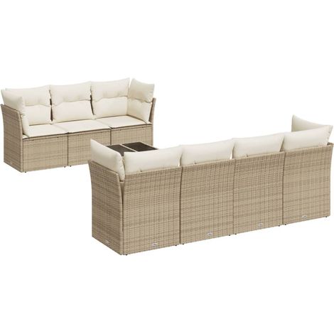 Maison Exclusive - Set Divano da Giardino 8 pz con Cuscini Beige in Polyrattan (1/3)