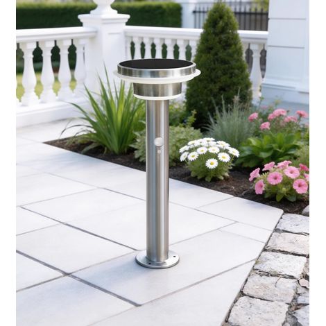 Borne Led solaire GENOVA inox - Détecteur de mouvements - 3 modes