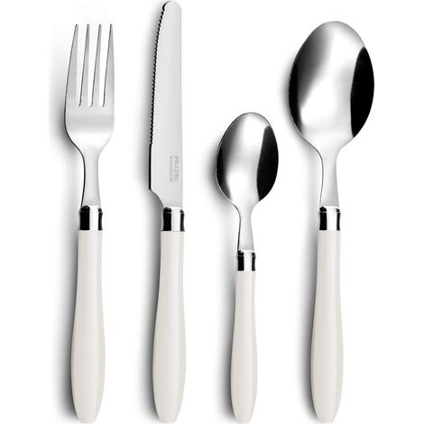 PRADEL ESSENTIEL – 16-teiliges Besteckset für 4 Personen – Lakritz – Edelstahl 18/0, Standardausführung – Creme (1/5)