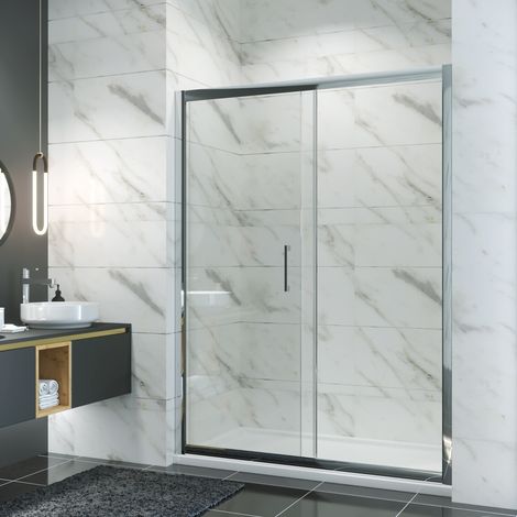 1500x900mm, 8mm Easy Clean Glass, Dual Aluminium frame, Sliding Shower Door Modern Bathroom with SMC Tray + Waste Trap