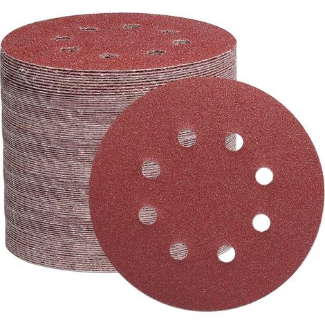 105 Disques de ponçage, 8 trous, Grain 40-600, 125 mm, Pour ponceuse orbitale, Bois métal pierre (1/5)