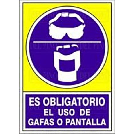 señal 611 plastico 420x297 ''obli.gafa/pant'' es obligatorio el uso de gafa o pantalla (1/2)