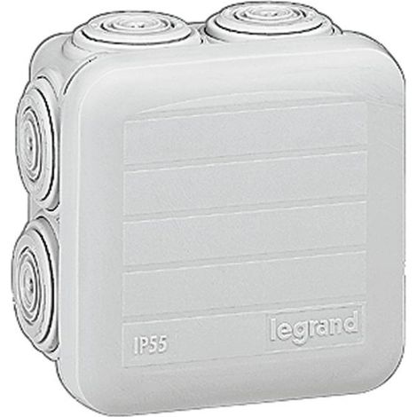 LEGRAND 092005 Quadratische Plexusdose mit 7 Kegeln IP55/IK07 65x65x40mm mit blickdichtem Schnappdeckel aus farbigem Thermopla