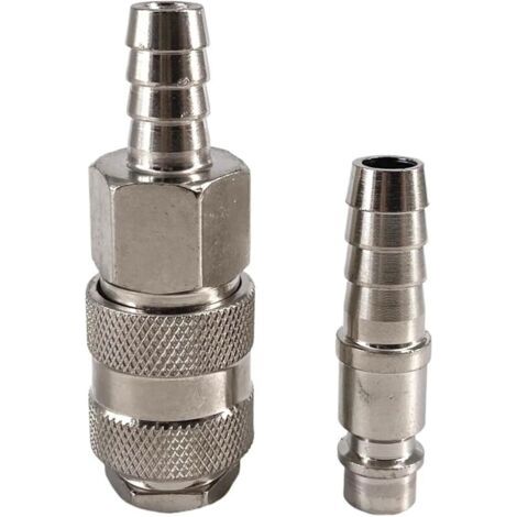 Pair 1 pcs EU Type Socket + Plug Raccord Pneumatique Norme Européenne Connecteur Rapide 6/8/10mm Tuyau Barb Coupleur Adaptateur for Compresseur d'air(10mm) (1/5)
