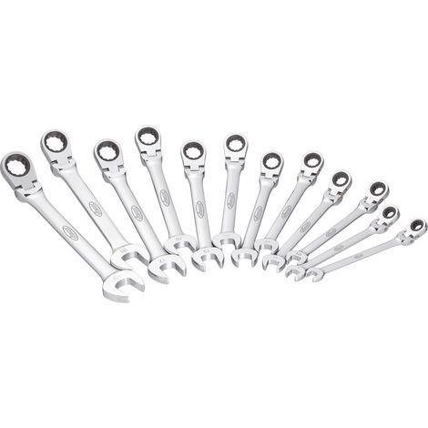 VIGOR Jeu de clés mixtes à cliquet articulé V2818, 12 pièces (1/5)