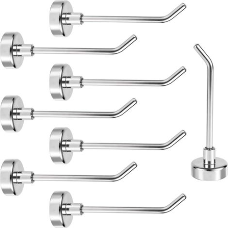 8pcs Grands Crochets Magnétiques, 1 kg 7,1 cm Long Crochets Magnétiques Robustes Cintres de Croisière pour Bateau de Croisière Garage Cuisine Réfrigérateur (Argent) (1/5)