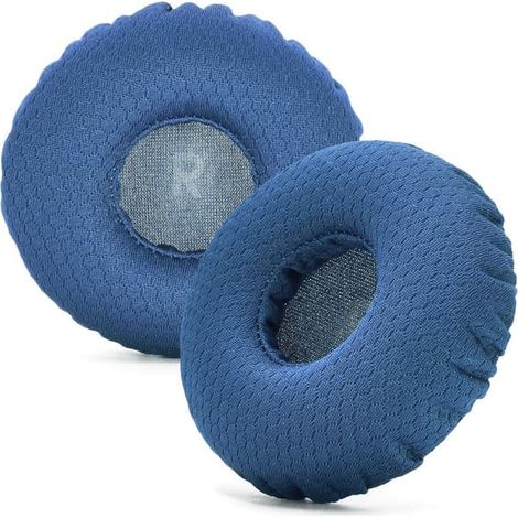 Lot de 2 coussinets de rechange compatibles avec JBL JR300, T450BT, T500BT et Tune600, coussinets en mousse à mémoire de forme bleus, motif filet de football (1/5)