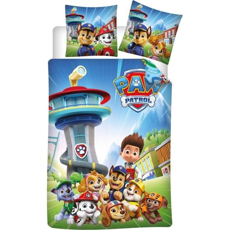 Parure de lit réversible Pat Patrouille - Ryder, Chase, Marcus, Rocky, Stella, Zuma, Ruben, Liberty  - 140 cm x 200 cm