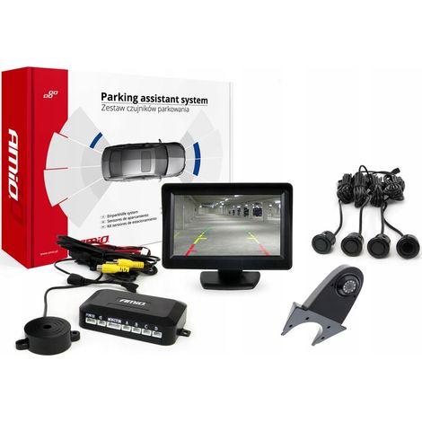 Kit di sensori di parcheggio TFT01 da 4,3" con telecamera HD-502-IR, 4 sensori, nero (1/5)