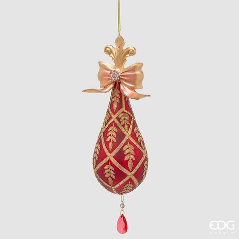 EDG Enzo De Gasperi Addobbo Goccia con Fiocco Red Gold H25 Ø6 cm – Decorazione di Natale (1/2)