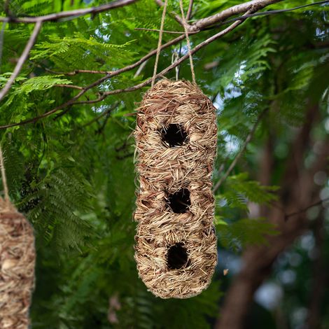 Nid d'oiseau artisanal tissé, pochette de 1 pièce, cage suspendue en rotin pour oiseaux (1/4)