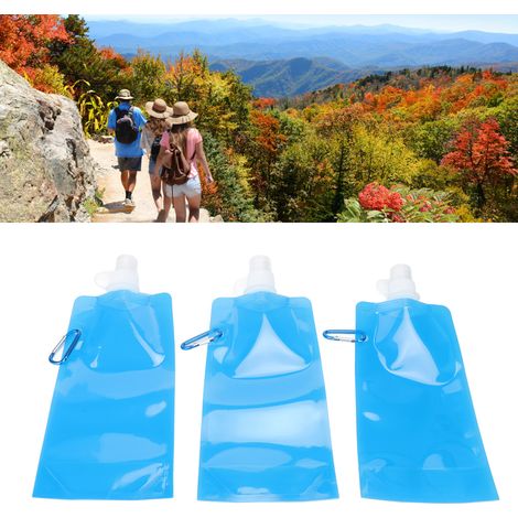 Bouteille d'eau pliable 700ml bleue, sans BPA, pour voyage et camping - pratique et légère (1/5)