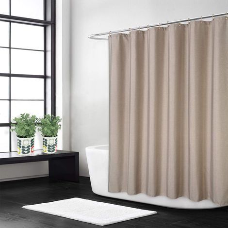 Lin comme Le Lin 240GSM Poids Lourd Rideau de Douche de Décrochage pour Salle de Bain avec Crochets Tissu D'hôtel Lavable,Taupe 183 x 198 cm (1/5)