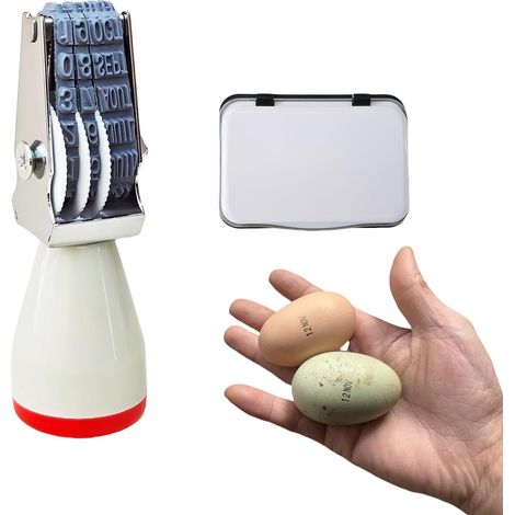 Tampon Dateur Manuel pour Œufs, Marquage 4mm avec Tampon Encreur Noir, Design Mois et Jour, pour Les Poules Canard Turquie Oeufs D'oie