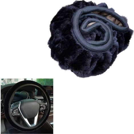 Flauschige Plüsch Lenkradabdeckung Universal Größe Schwarz (1/5)