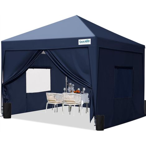 Faltpavillon 3x3m Blau mit 4 Seitenteilen, wasserdicht, winterfest, höhenverstellbar (1/5)