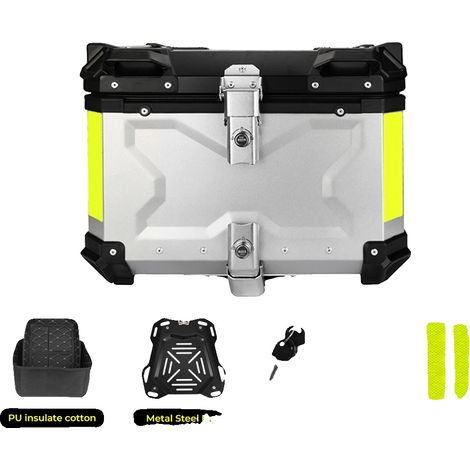 Baúl para motocicleta, impermeable, con cerradura de seguridad, 55L x Plata (1/2)